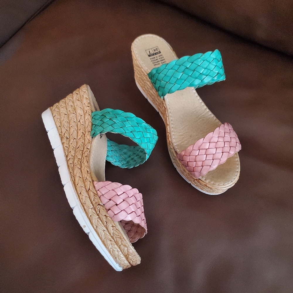 Mexican leather platform sandals for women